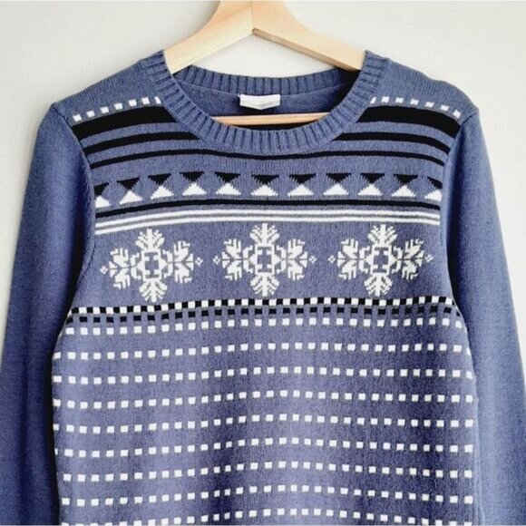 COLUMBIA / Fair Isle Intarsia Snowflake Knit Sweater Women's Sz M - Picture 2 of 10
